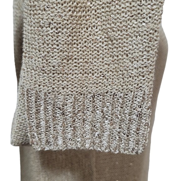 Sioni Women's Beige Metallic Sequin Long Sleeve Open Knit Sweater Size Small - Picture 6 of 9